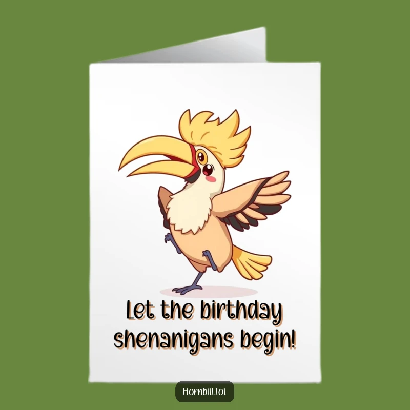 Free Printable Birthday Card: Silly Hornbill Dance Humorous Downloadable Gift