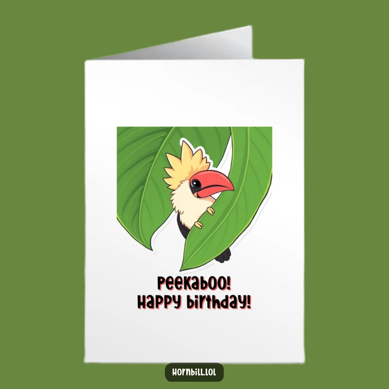 Free Printable Birthday Card: Chubby Hornbill Peek - Funny Downloadable Surprise!