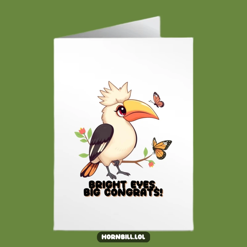 Free Printable Hornbill Congrats Card: Butterfly Moment for Achievements