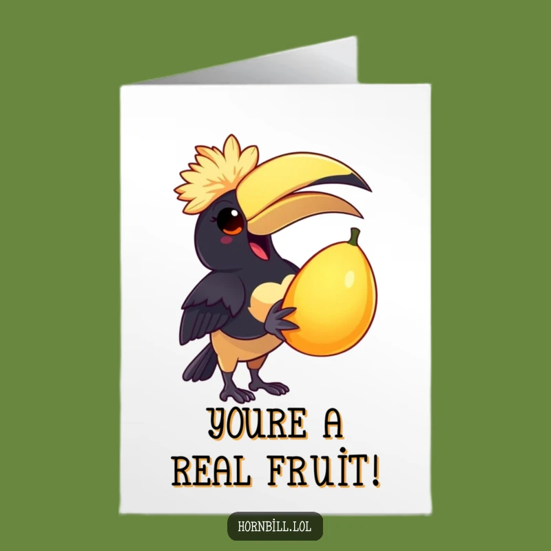 Free Printable Congrats Card: Delighted Hornbill Funny Fruit Downloadable Cheer