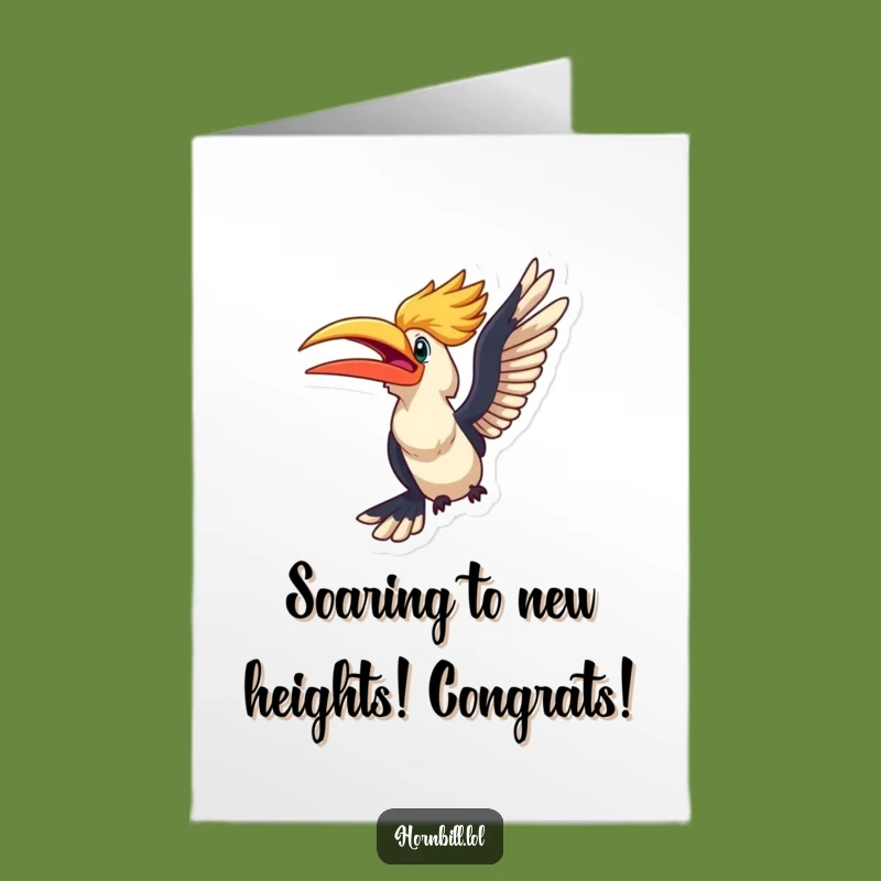 Free Printable Congrats Card: Excited Hornbill Flight Humorous Downloadable Gift
