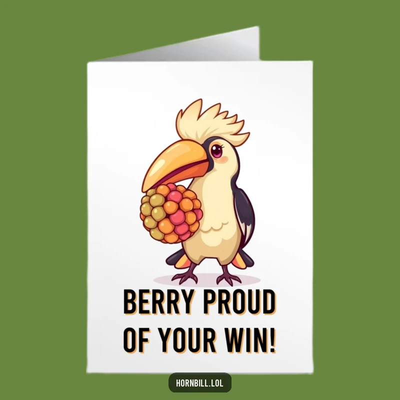 Free Printable Congrats Card: Proud Hornbill Berry Success Digital Download Gift