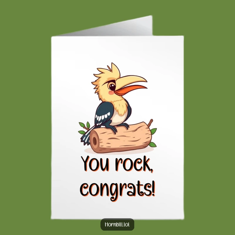 Free Printable Congrats Card: Rhythmic Hornbill Funny Downloadable Gift for Success