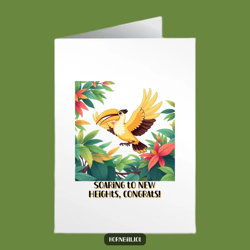 Free Printable Congratulations Card: Victorious Hornbill Soaring - Downloadable Success Art