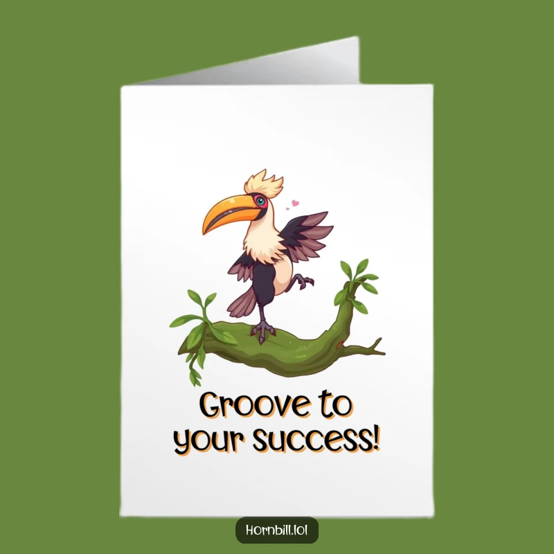 Free Printable Hornbill Congrats Card: Joyful Dance Downloadable Gift for Success