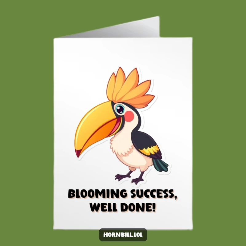 Free Printable Hornbill Flower Congrats Card: Blooming Success Funny Gift