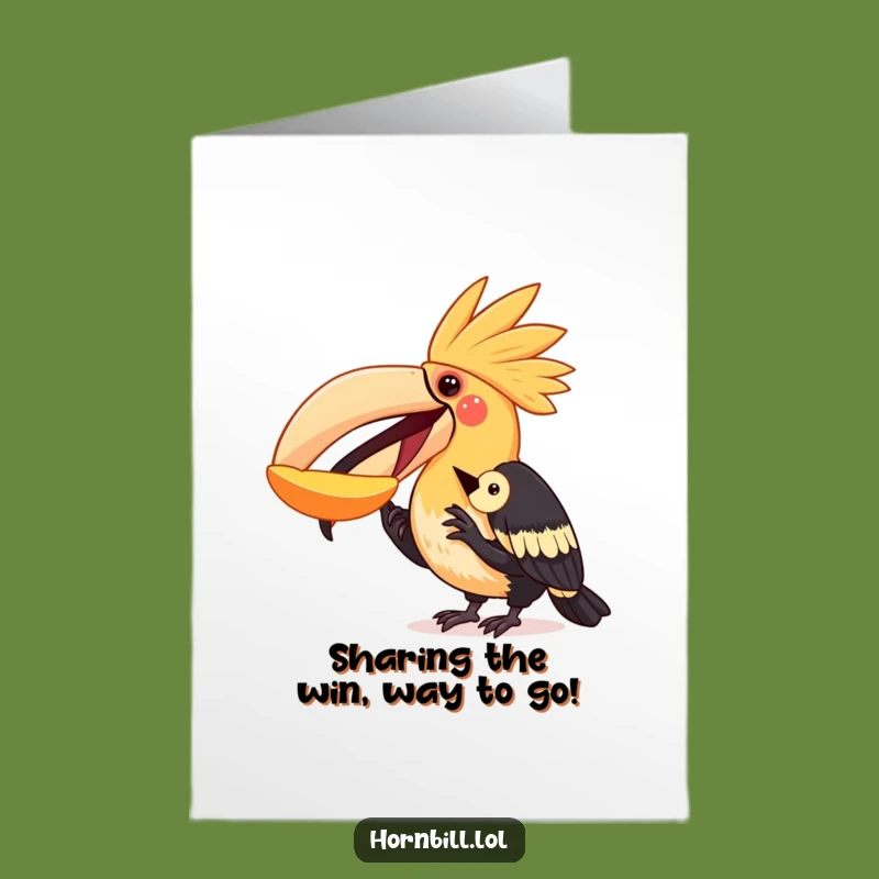 Free Printable Congrats Card: Hornbill Shares Fruit, Sweet Downloadable Gift