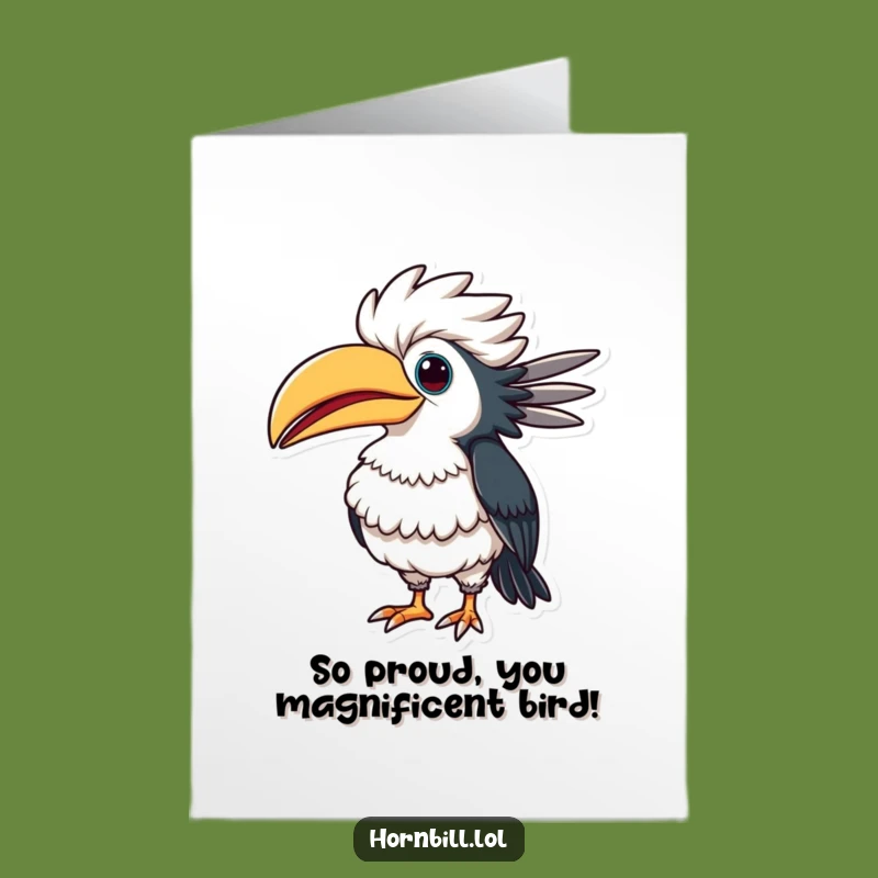 Free Printable Congrats Card: Puffed Hornbill, Comical Pride, Awesome Downloadable Gift