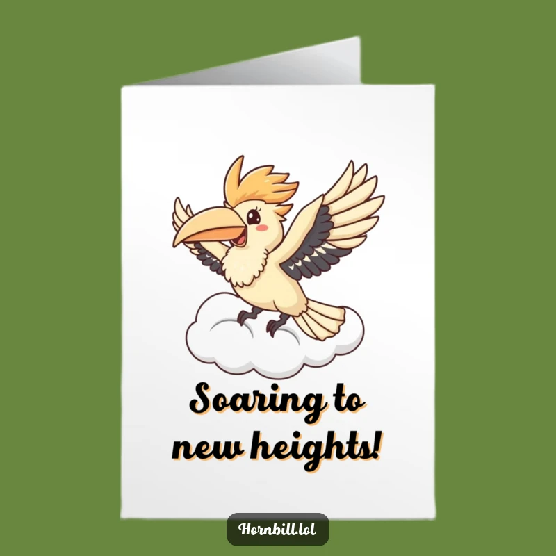 Free Printable Congrats Card: Hornbill Soaring - Funny Downloadable Gift for High Achievers!