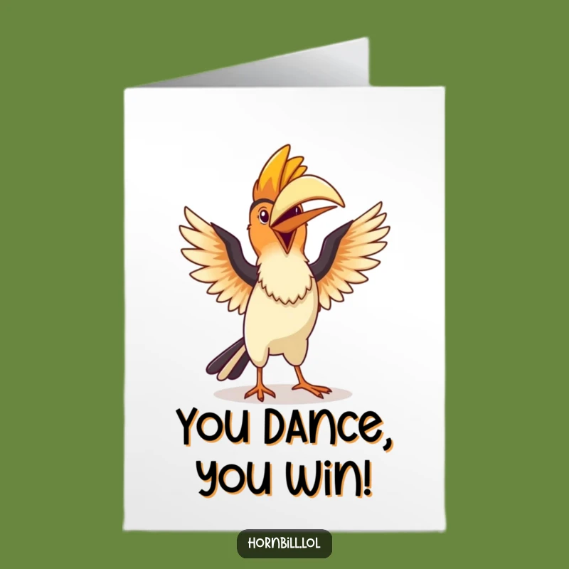 Free Printable Congrats Card: Hornbill Dance - Funny Downloadable Gift for a Celebratory Mood!