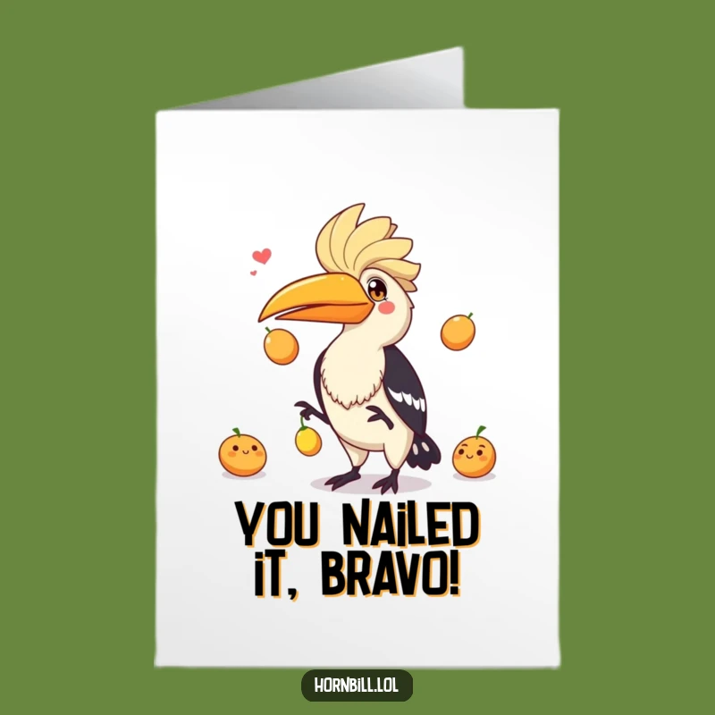 Free Printable Congrats Card: Juggling Hornbill - Skillful Downloadable!