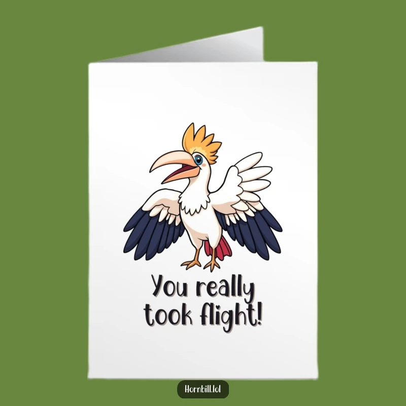 Free Printable Hornbill Congrats Card: Soaring Success Downloadable