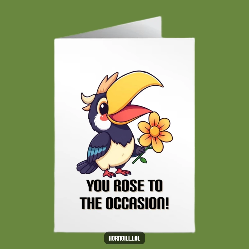 Free Printable Congrats Card: Smiling Hornbill Flower - Funny Downloadable Gift