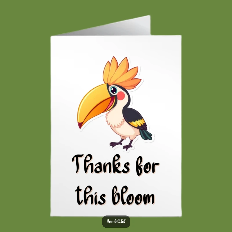 Free Printable Hornbill Flower Thanks Card: Pecking Gratitude Funny Gift