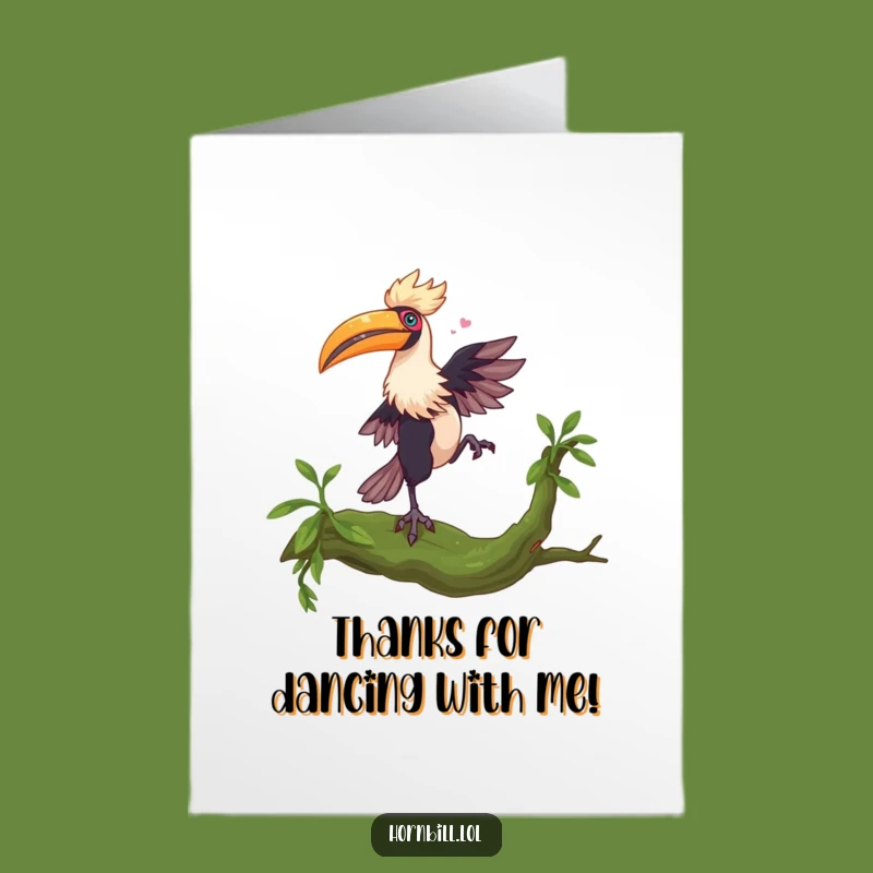 Free Printable Hornbill Thank You Card: Funky Dance Downloadable Gift of Thanks