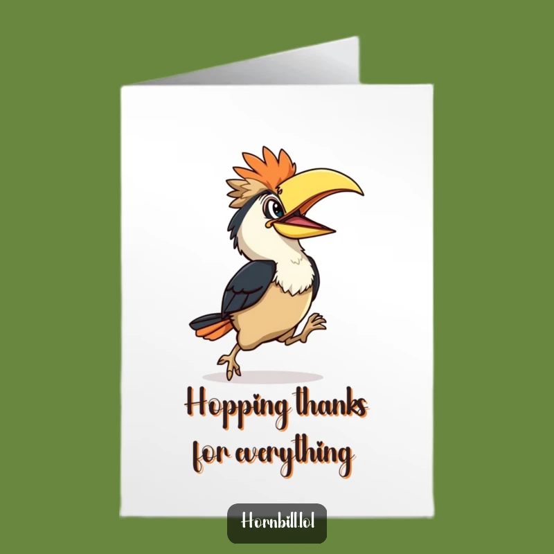 Free Printable Hornbill Thank You Card: Happy Hop of Gratitude