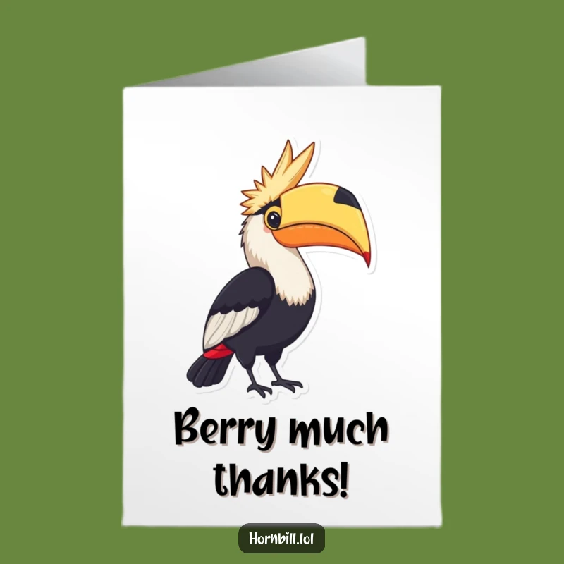 Free Printable Thank You Card: Hornbill Berry - Funny Downloadable Gift