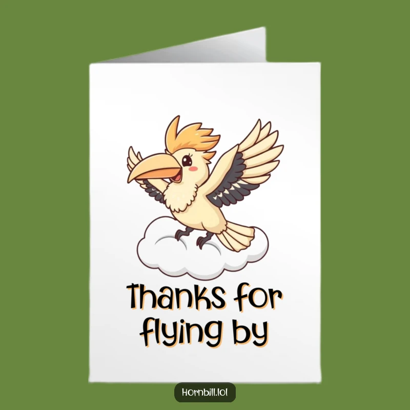 Free Printable Thank You Card: Hornbill Flight - Funny Downloadable Gift for Your Gratitude!