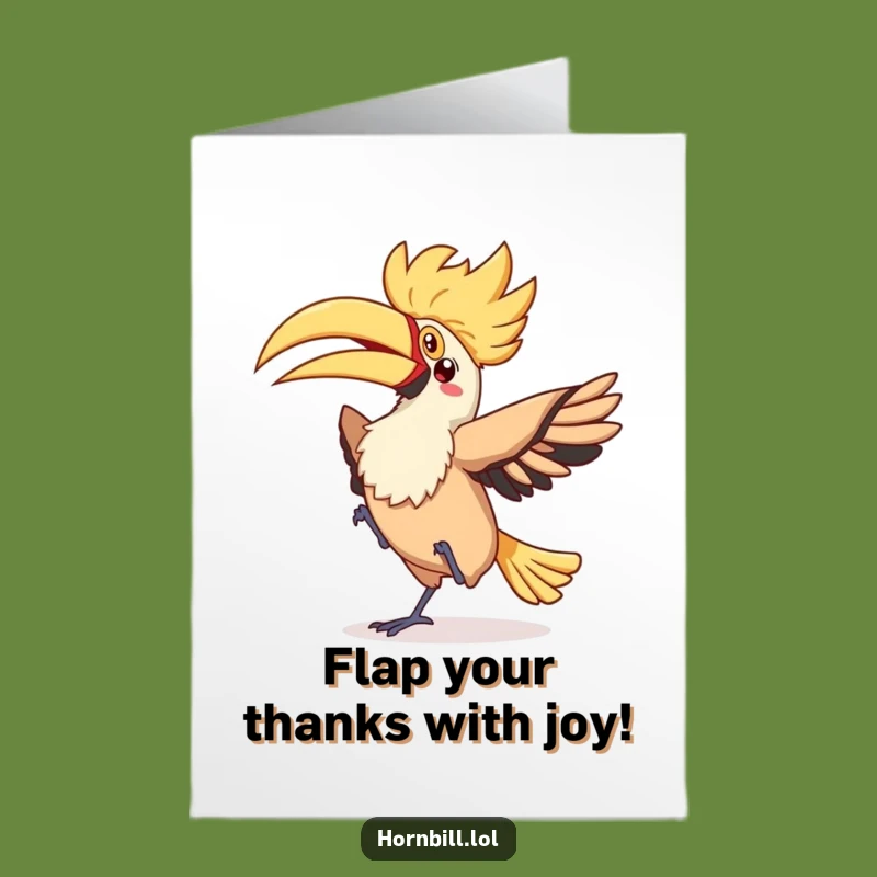 Free Printable Thank You Card: Silly Hornbill Dance Humorous Downloadable Gift
