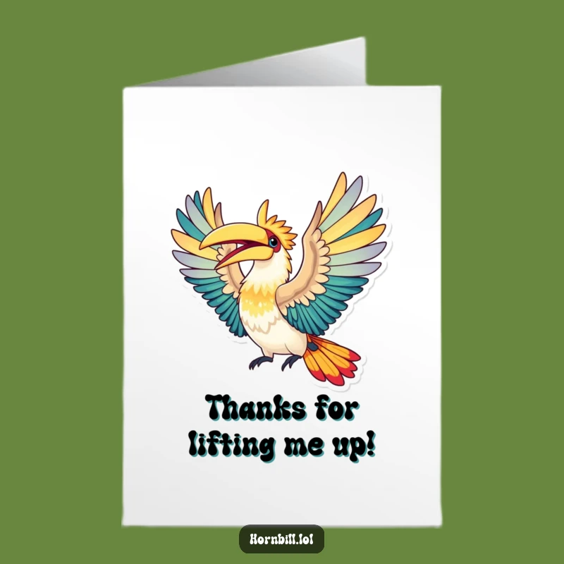 Free Printable Thank You Card: Elated Hornbill Flight Funny Downloadable Gift