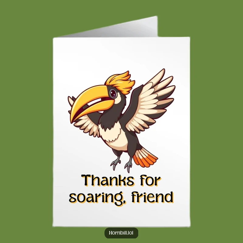 Free Printable Thank You Card: Grateful Hornbill's Joyful Flap, Funny Downloadable Gift