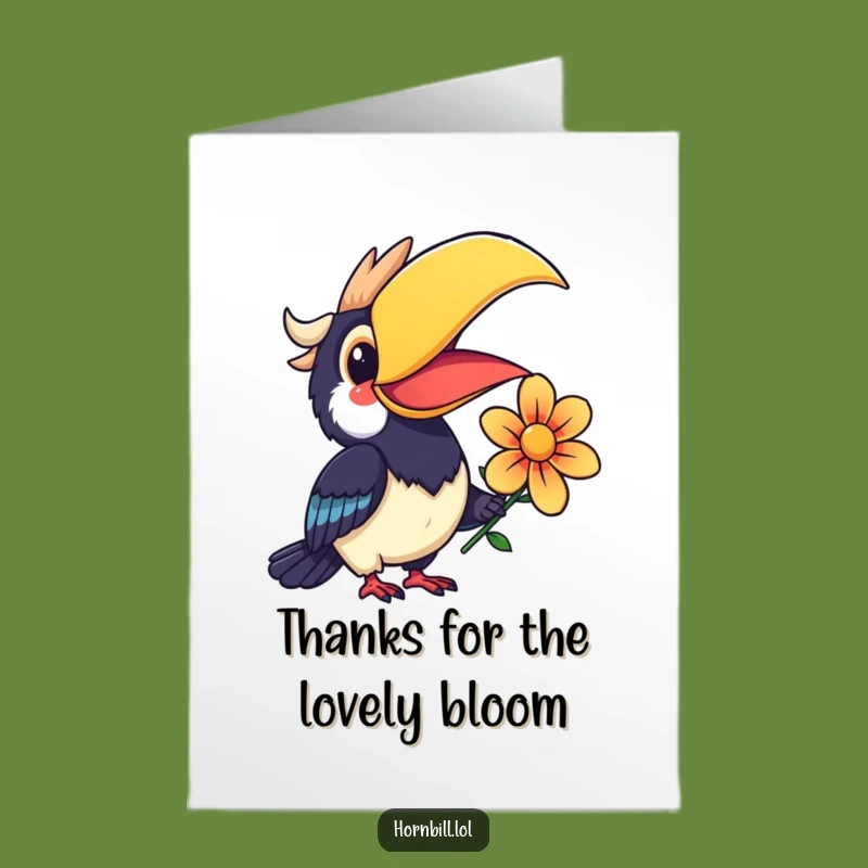 Free Printable Thank You Card: Smiling Hornbill Flower - Funny Downloadable Gift