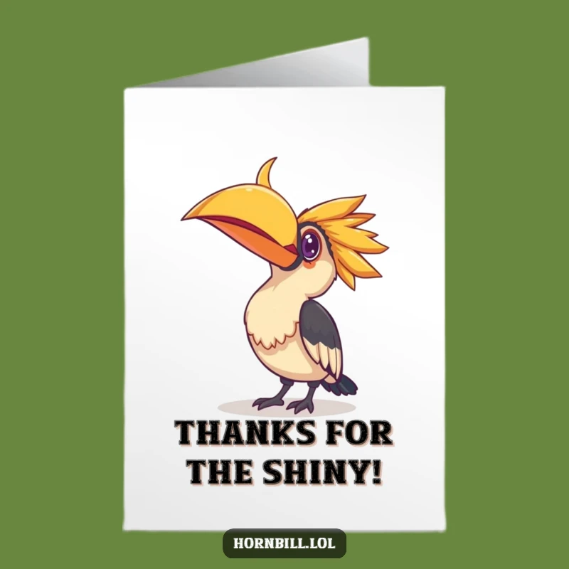 Free Printable Thank You Card: Curious Hornbill, Funny Downloadable Appreciation