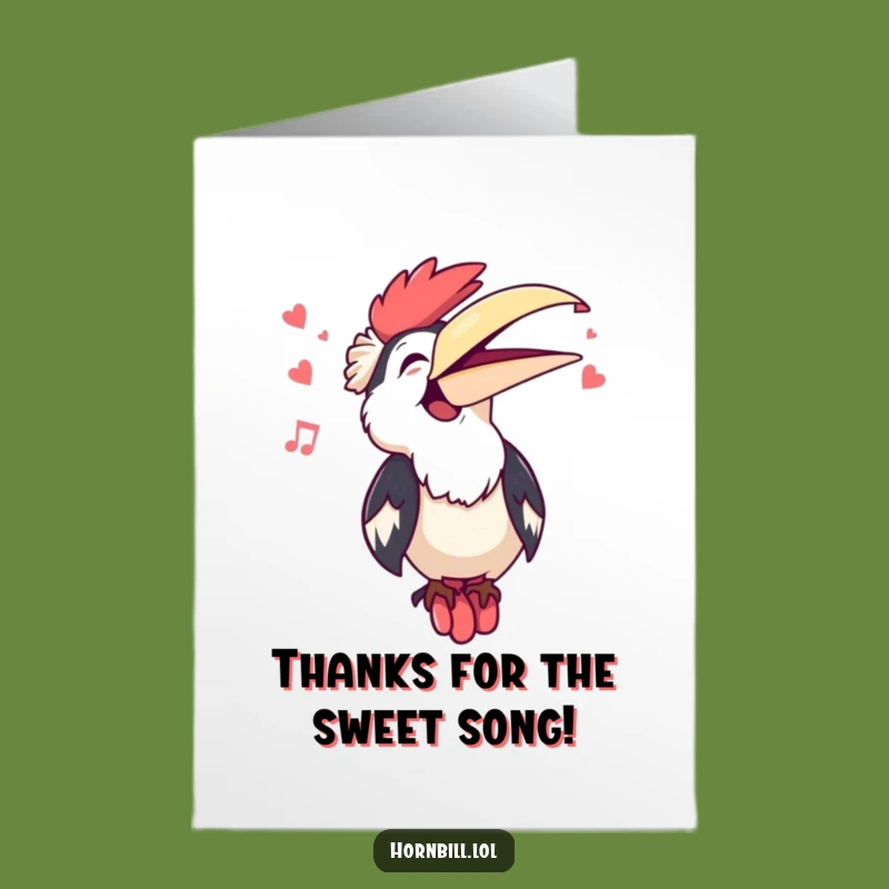 Free Printable Kawaii Hornbill Thank You Card: Sweet Downloadable Gift of Gratitude