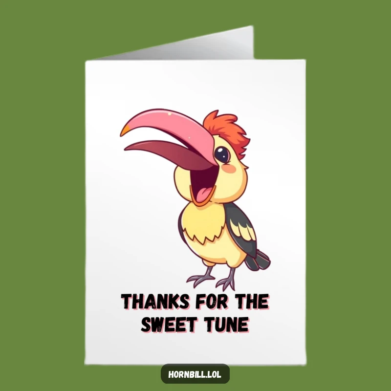 Free Printable Thank You Card: Hornbill Serenades, Funny Downloadable for Expressing Gratitude Simply