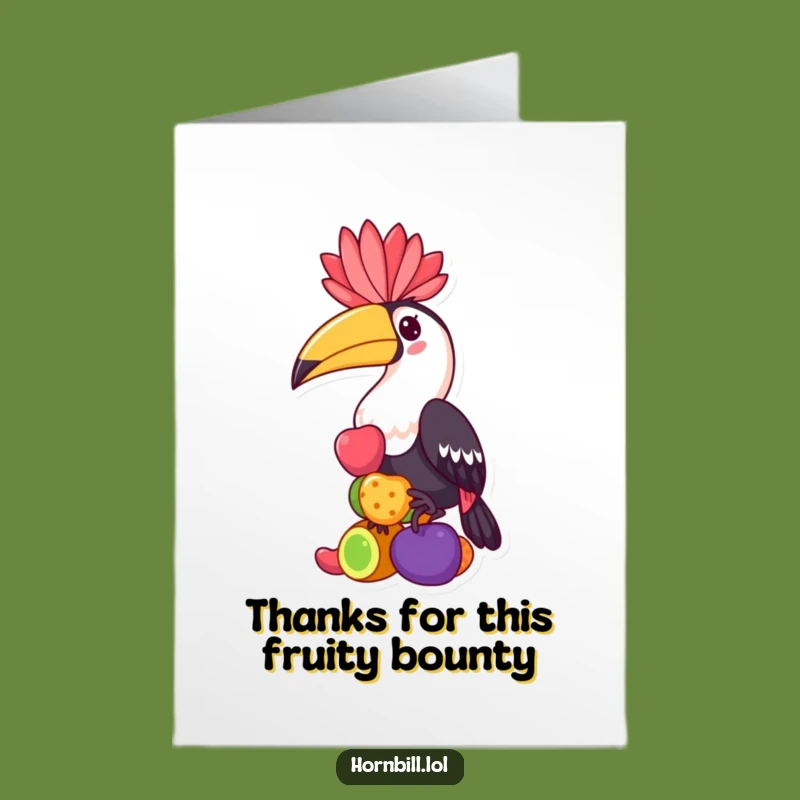 Free Printable Hornbill Thank You Card: Fruity Gratitude Downloadable