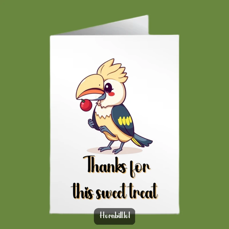 Free Printable Thank You Card: Hornbill Berry Balance - Funny Downloadable Gift for Sweet Gratitude!