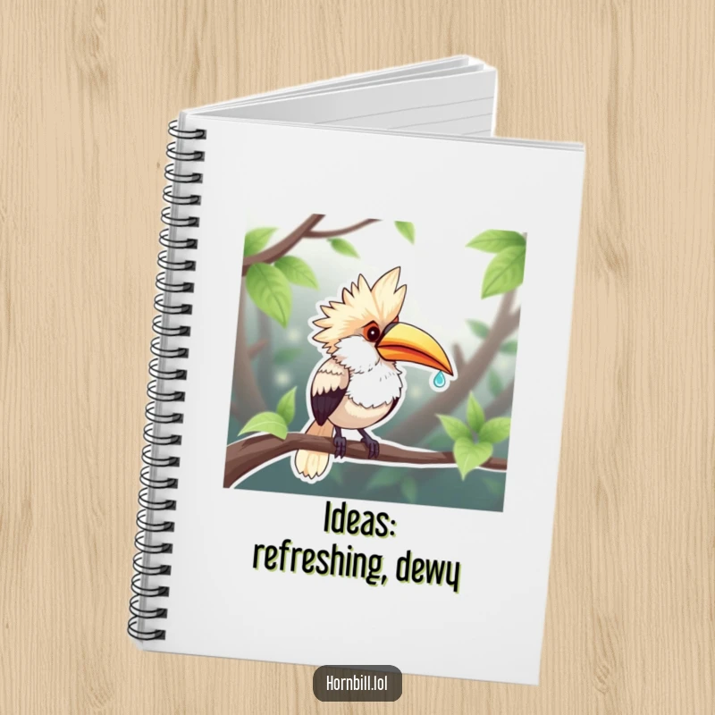 Funny Chubby Hornbill Notebook: A plump hornbill enjoys a dewdroplet sip, inspiring creative and humorous writing.