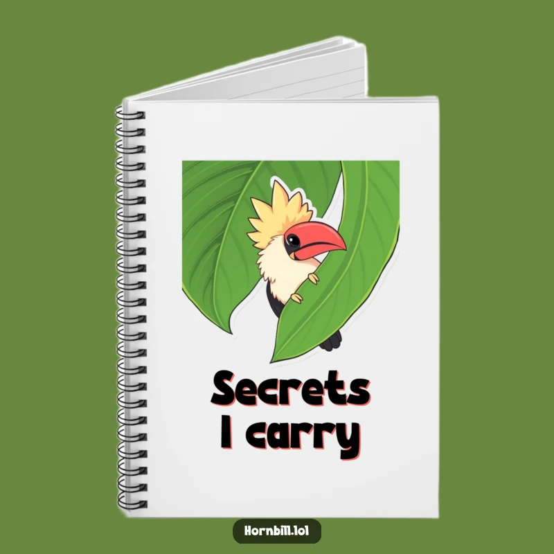Funny Chubby Hornbill Leaf Peek Notebook - Journal Hidden Bird Fun Gift