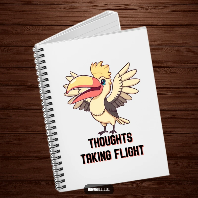 Funny Fanning Hornbill Notebook: a cute bird humorously fanning its large beak, ideal for notes, journaling, and ideas.