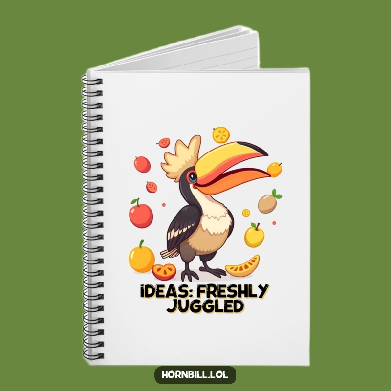 Funny Hornbill Juggling Fruits Notebook - Jot Down Laughs & Ideas!