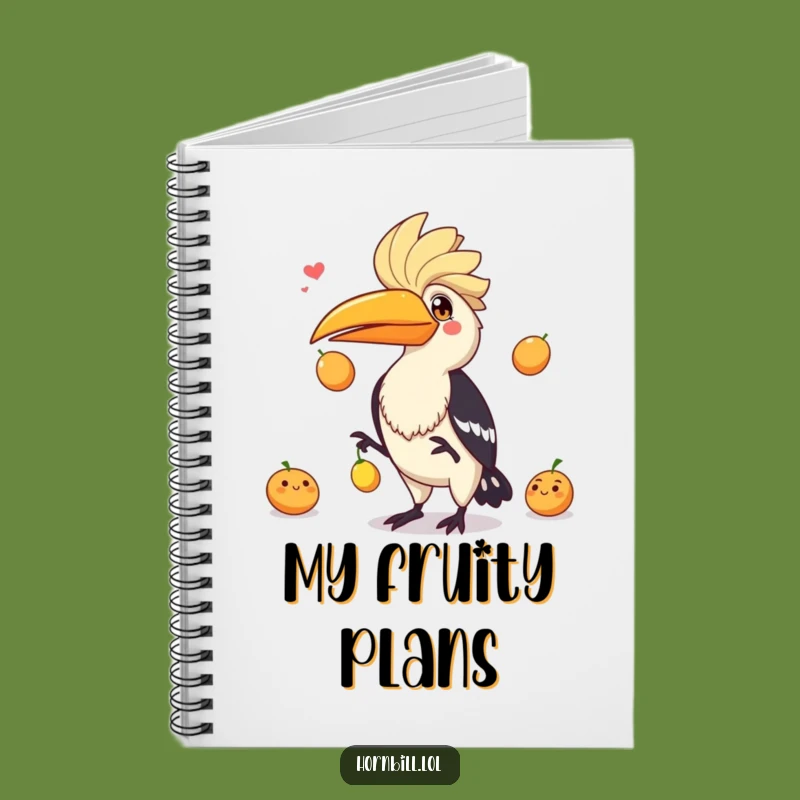 Funny Hornbill Juggling Fruits Notebook - Journal Playful Bird Skill Gift