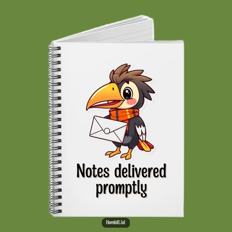 Funny Hornbill Mail Carrier Notebook - Journal Bird, Vibrant Scarf, Perfect Funny Gift