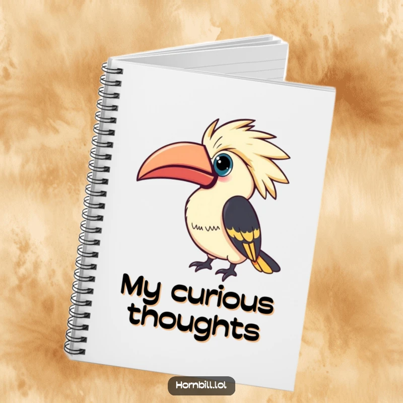 Funny Kawaii Hornbill Notebook: Hornbill tilting casque curiously, cute and functional, funny journal, funny gift.