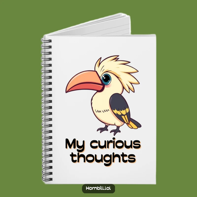 Funny Kawaii Hornbill Notebook: Curious Bird Journal, Ideal Funny Gift for Thinkers