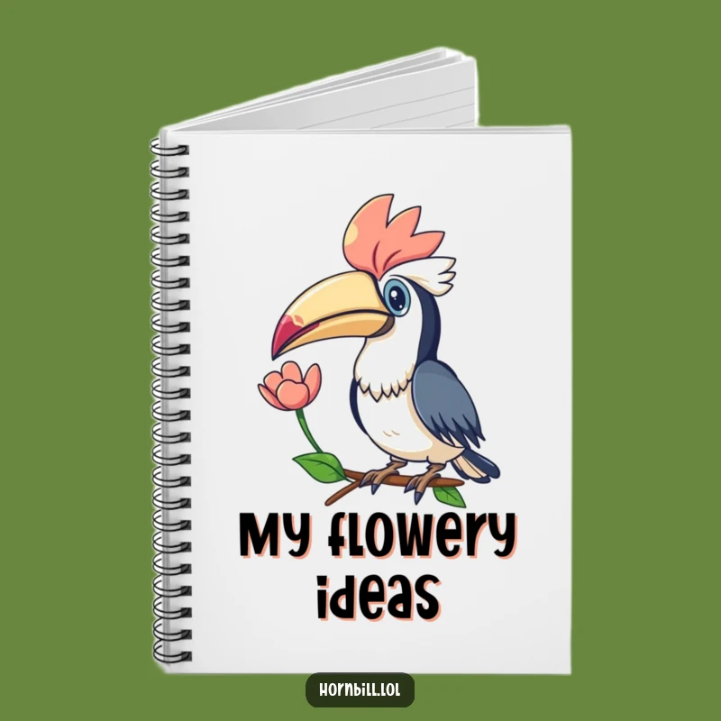 Funny Kawaii Hornbill Flower Notebook for Gentle Thoughts