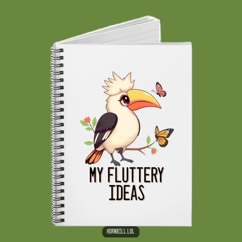 Funny Hornbill Butterfly Notebook: Enchanted Bird Journal, Ideal Funny Gift for Dreamers