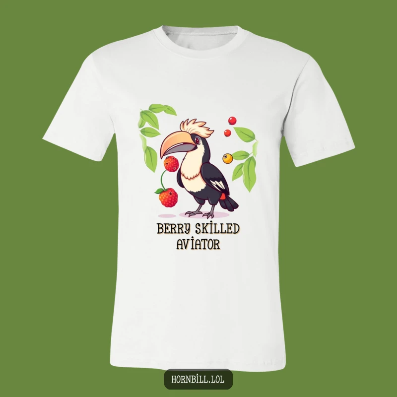 Funny Hornbill Juggling Berries T-Shirt: A Playful Bird Tee for Him or Her