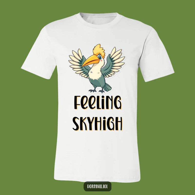 Funny Hornbill Triumph T-Shirt - Celebrate Success with Winged Joy Tee
