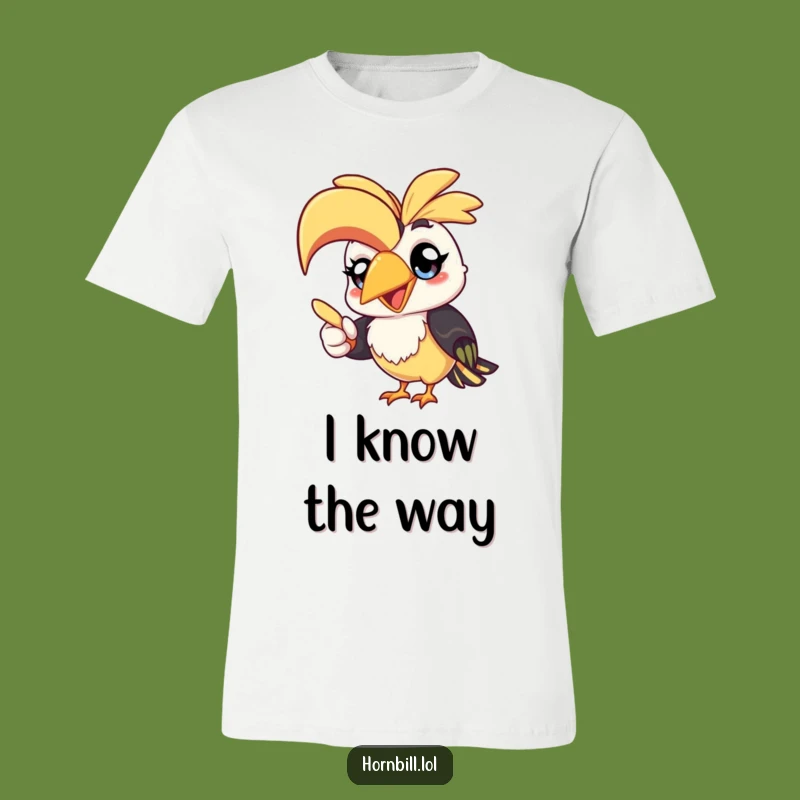 Funny Kawaii Hornbill T-Shirt: Cheerful Bird Pointing Design, Great Gift