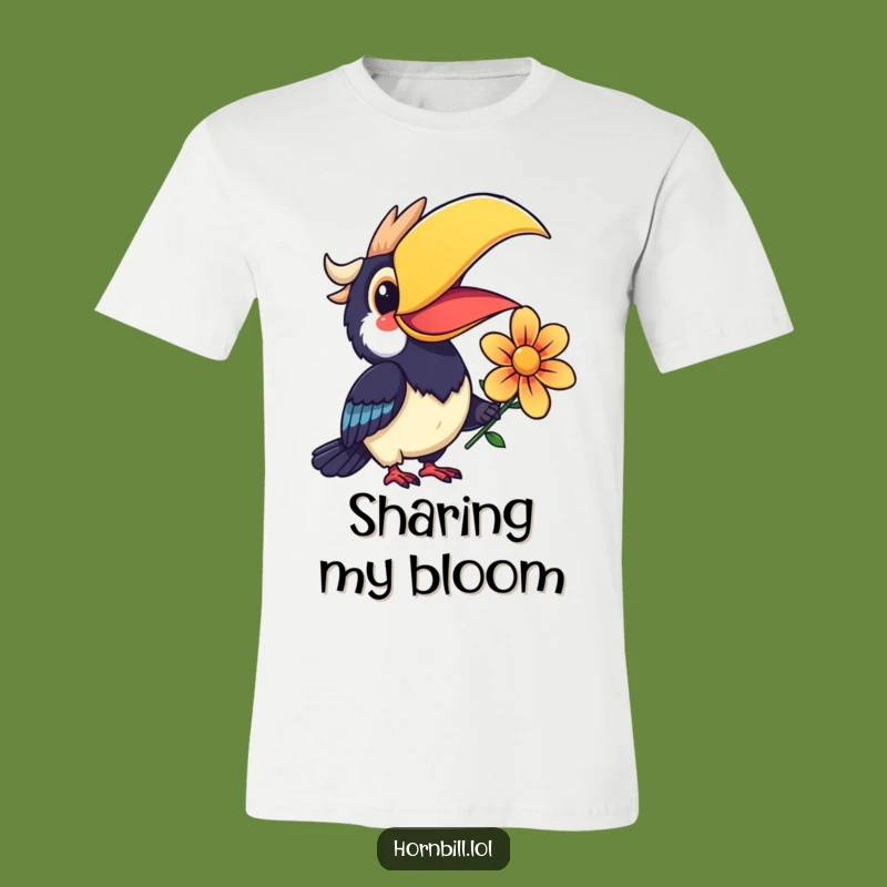Funny Kawaii Hornbill T-Shirt: Smiling Flower Gift Bird Tee, Perfect Gift