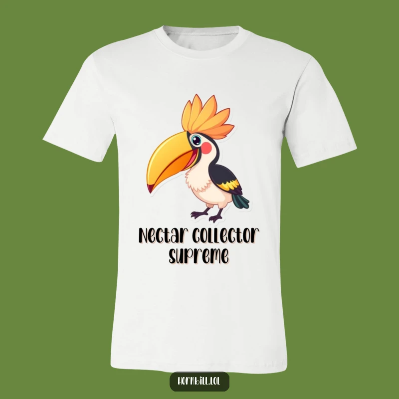 Funny Hornbill Flower Peck T-Shirt - Excited Bird, Giant Bloom, Perfect Funny Gift