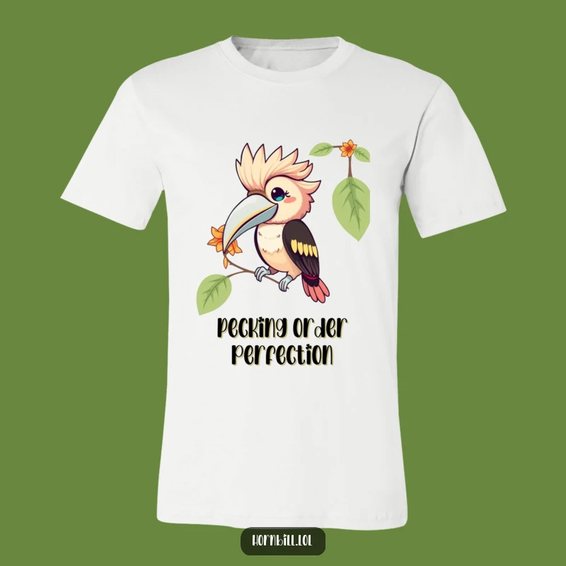 Funny Kawaii Hornbill T-Shirt: Playful Bird Design, Ideal Humorous Gift for Her!