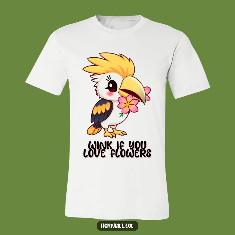 Funny Hornbill Flower T-Shirt: Winking Bird Design, Hilarious Funny Gift for Garden Lovers