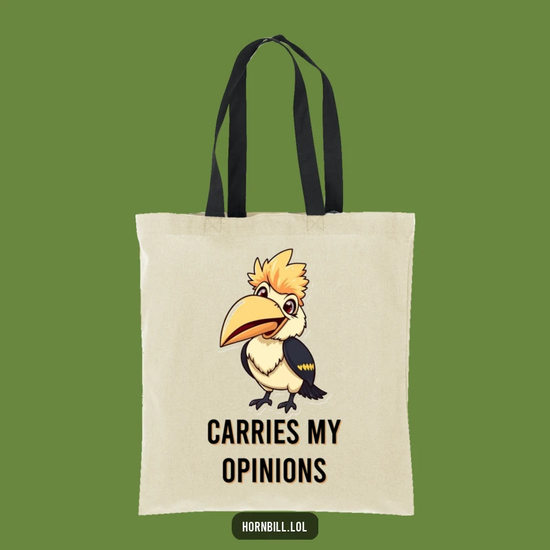 Smiling Hornbill Tote Bag - Ready to Chirp, Funny & Cheerful Accessory