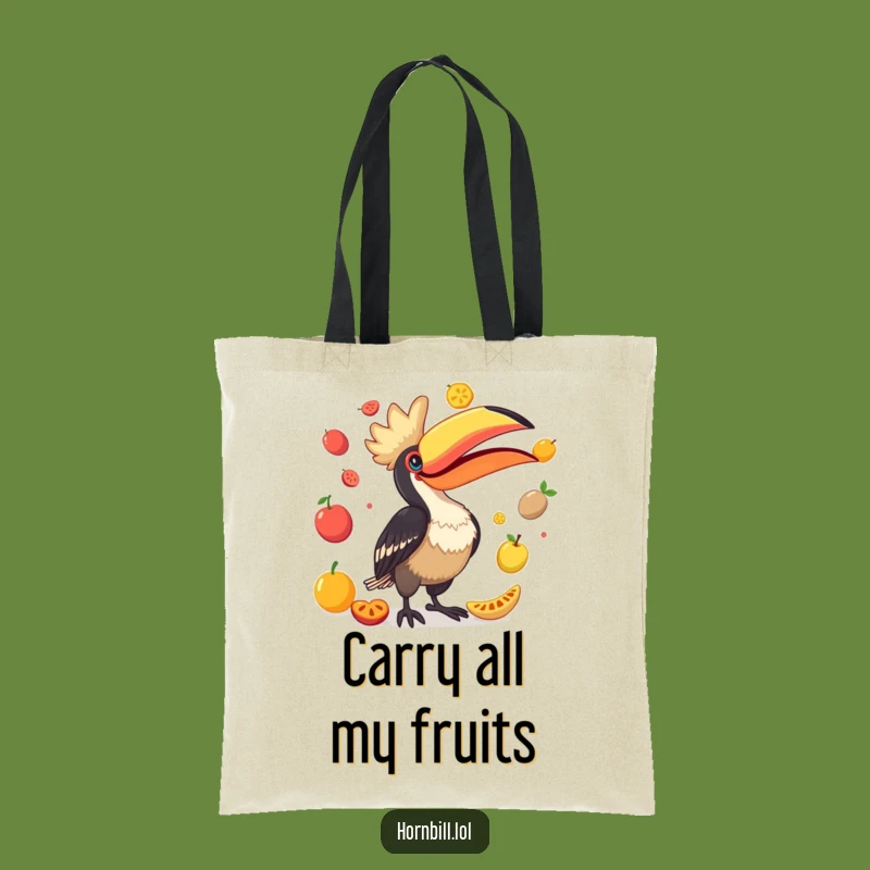 Funny Hornbill Juggling Fruits Tote Bag - Stylish & Comedic Accessory!